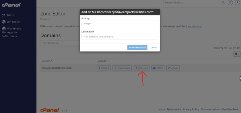 managing all mx records on cpanel