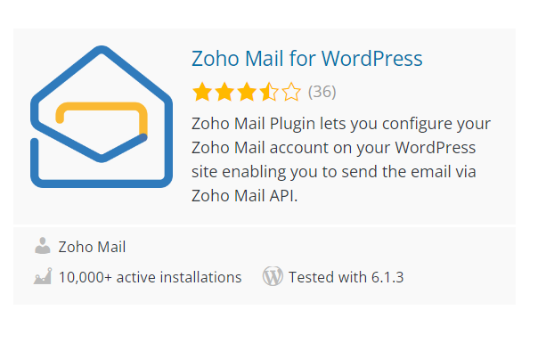 Zoho mail configuration WordPress plugin