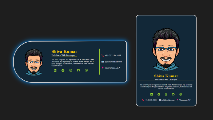 Simple Profile card design using html and css